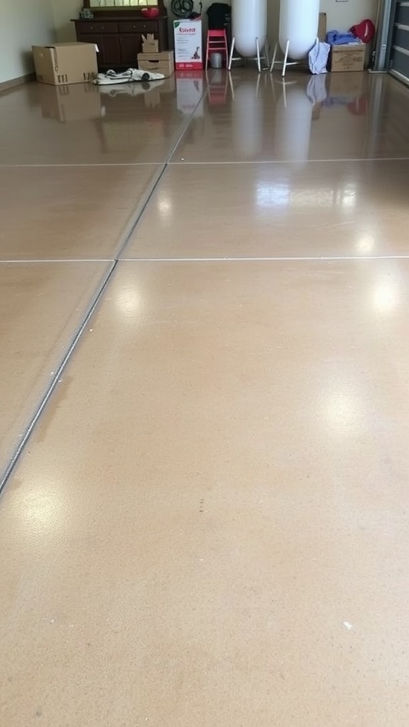 A garage floor transformation before and after staining
