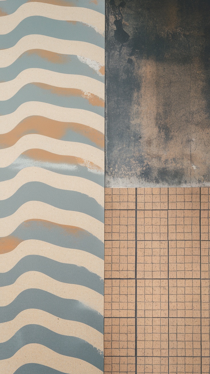 A close-up view of various epoxy floor designs showcasing their versatility and style.