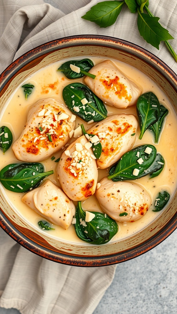 Creamy Chicken Scampi with Spinach dish