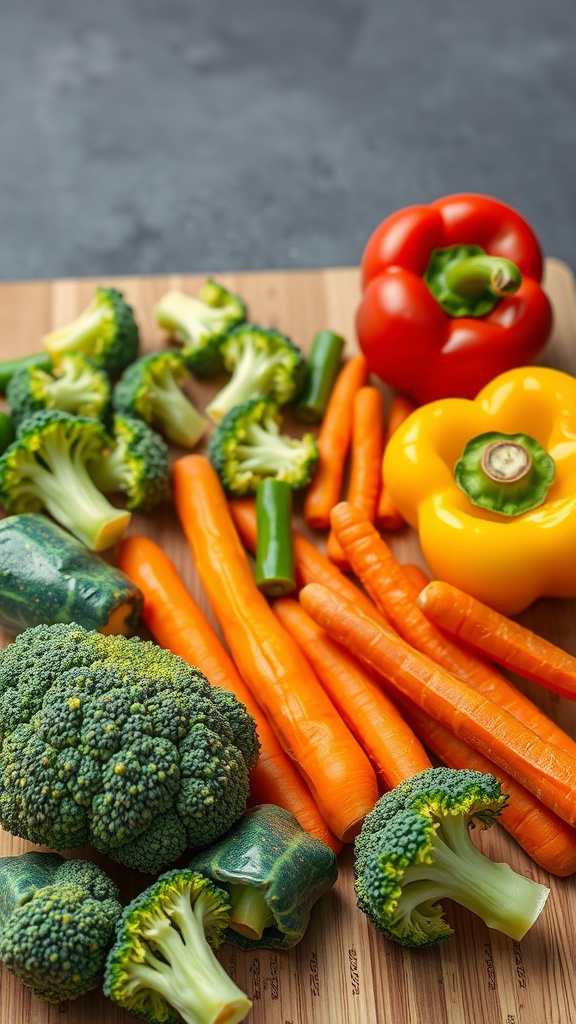 Colorful fresh vegetables for beef and broccoli lo mein