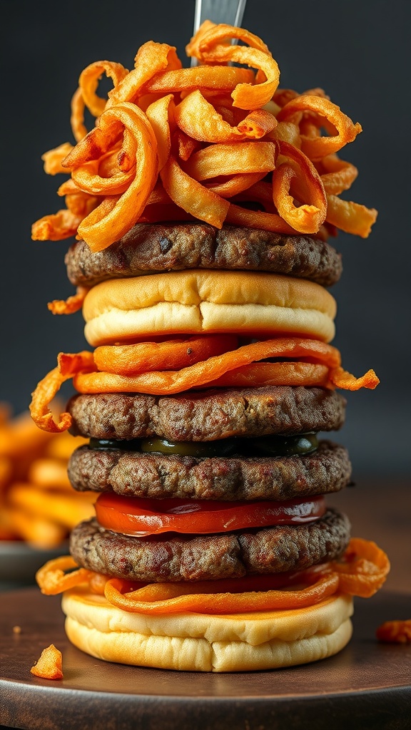 Crunchy fried onions for a burger topping