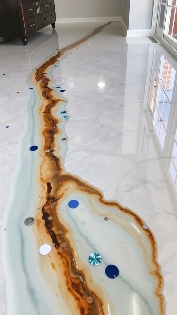 A person applying epoxy coating in a stylish garage with customizable flakes on the floor.