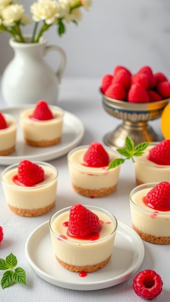 No Bake Lemon Raspberry Cheesecake Cups with various toppings
