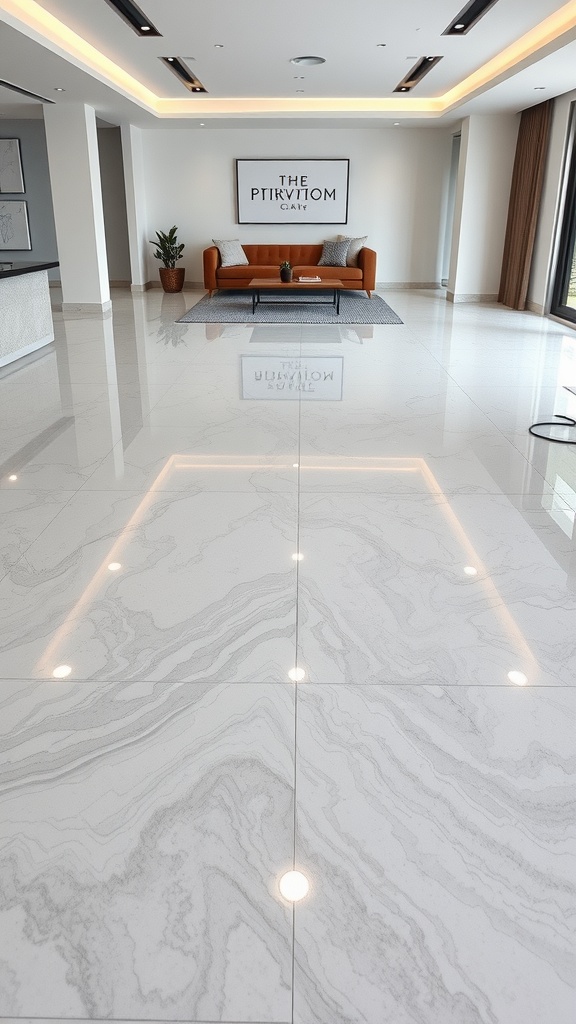 Customized epoxy flooring with a modern design and sleek finish