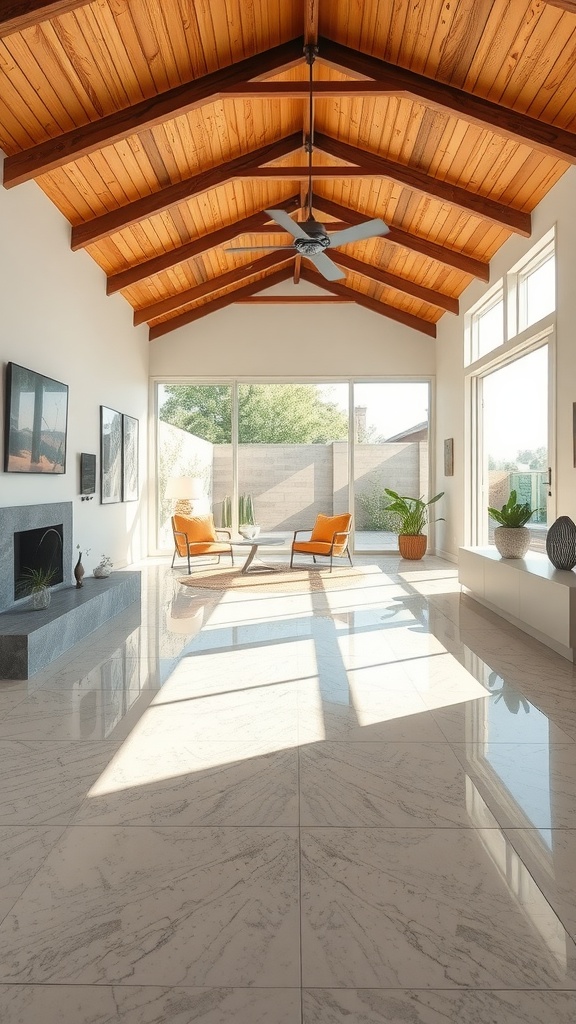 Display of various designs of epoxy flooring including checkered, marble-like, and wooden finishes.