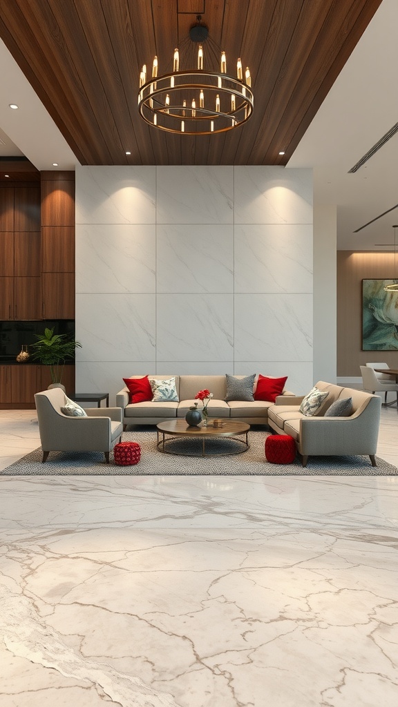 A comparison of two types of epoxy flooring: a polished gray surface and a wood-like design.