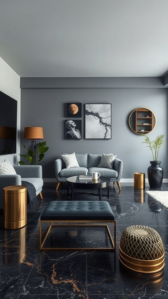 A smooth, shiny epoxy floor in a well-lit space with grey walls and large windows