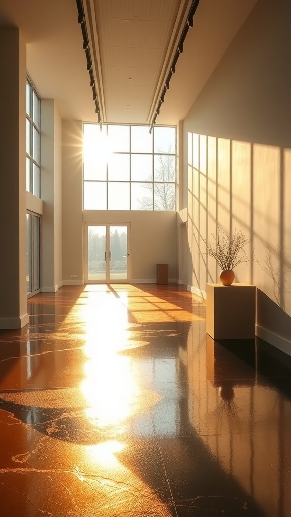 Close-up of a gold and black epoxy floor with an intricate design.