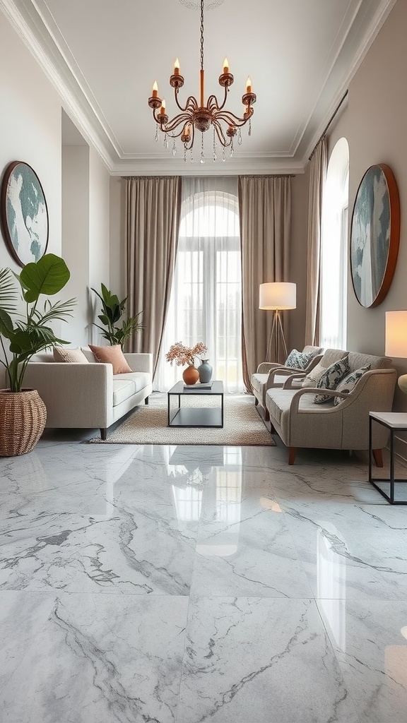 Cozy epoxy floor with earthy tones and pebble inlays