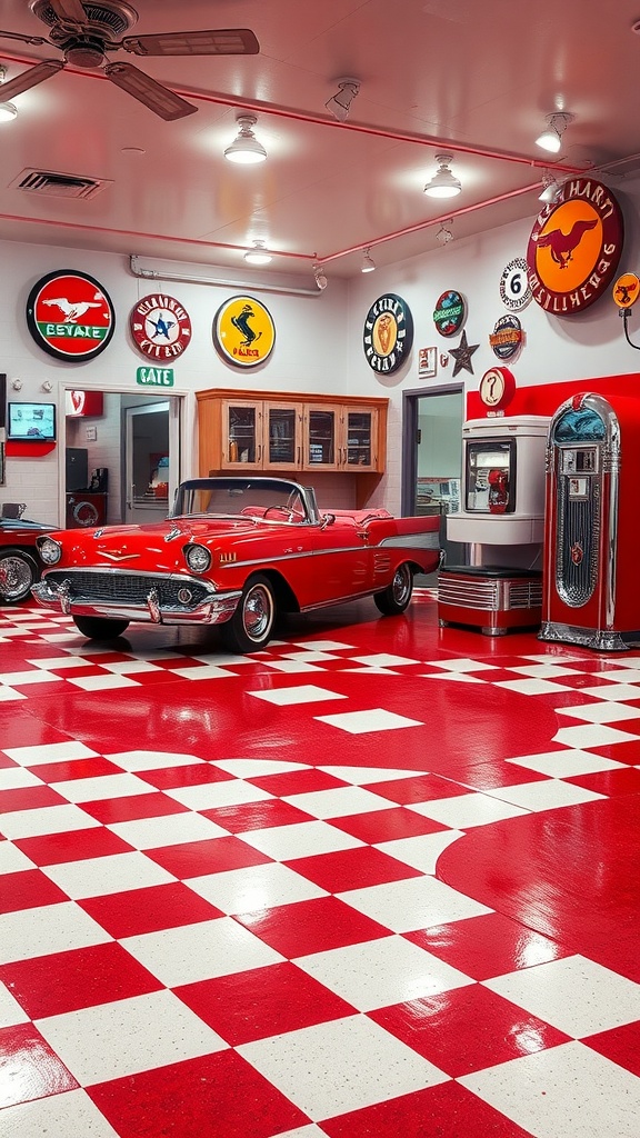 Eco-friendly light grey epoxy garage floor with modern design elements.