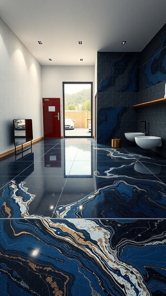 Elegant epoxy countertops in a modern bathroom