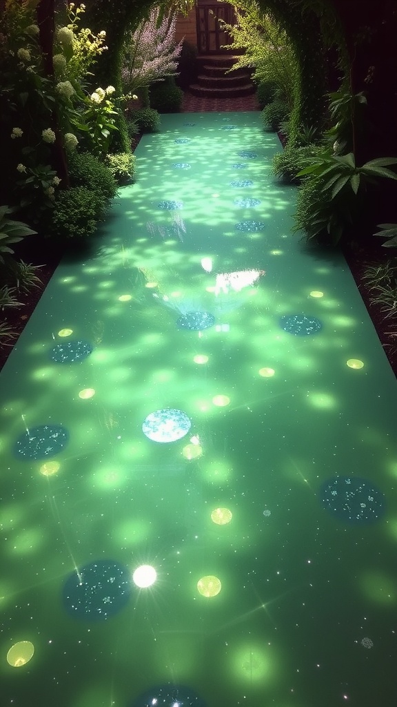 An artistic epoxy floor featuring vibrant floral designs in a modern home interior.