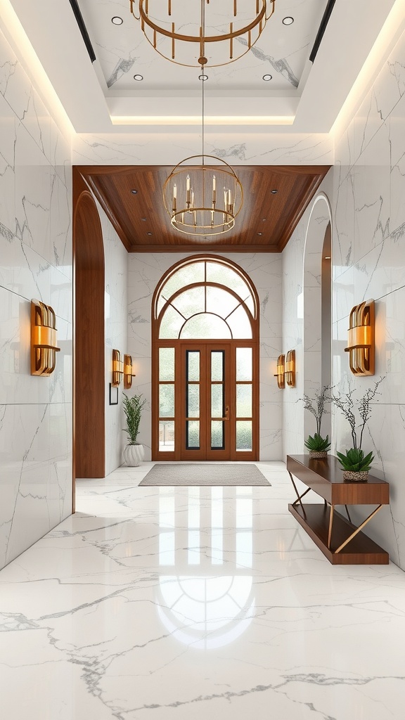 A child climbing a grand staircase with epoxy flooring, showcasing safety and style.