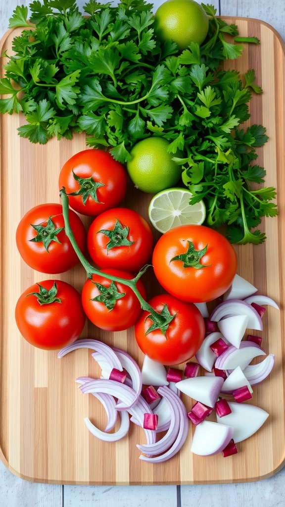 Fresh ingredients for making Pico de Gallo