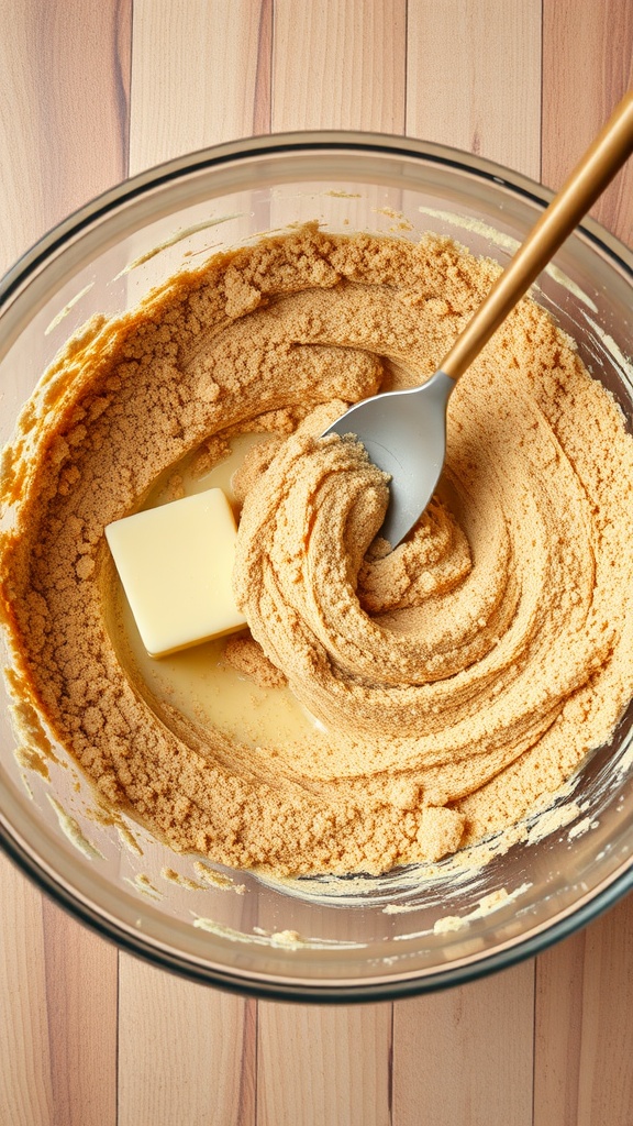 Graham cracker crust mixture with melted butter