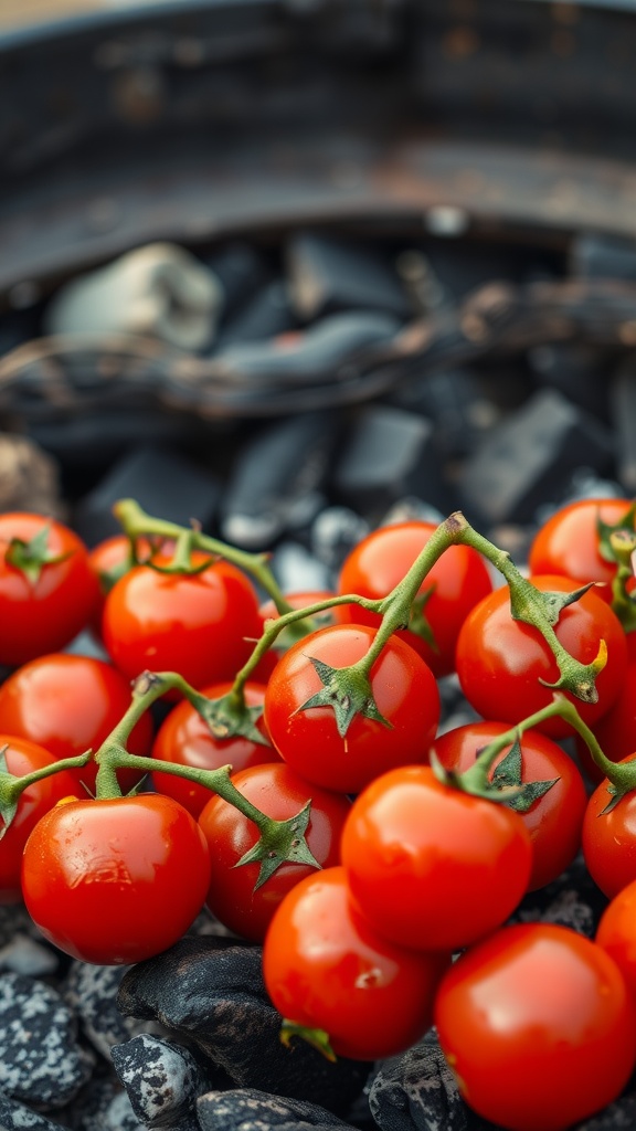 A close-up of fresh cherry tomatoes