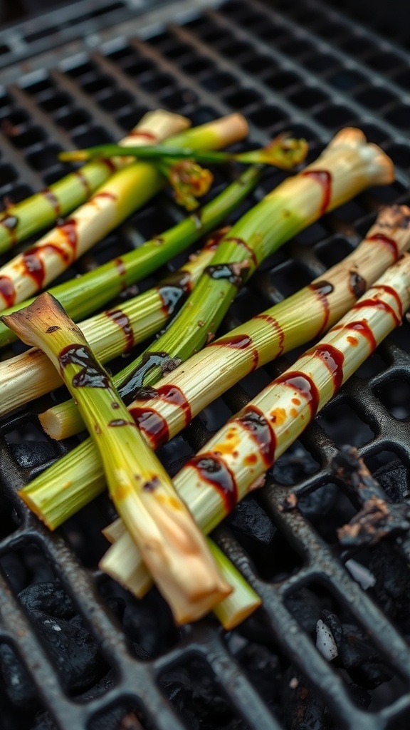 Grilled leeks with a balsamic glaze