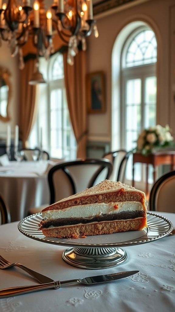A beautifully layered Neapolitan cake showcasing chocolate, vanilla, and strawberry layers.