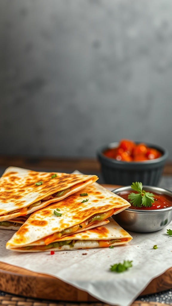 Delicious homemade quesadillas served with salsa