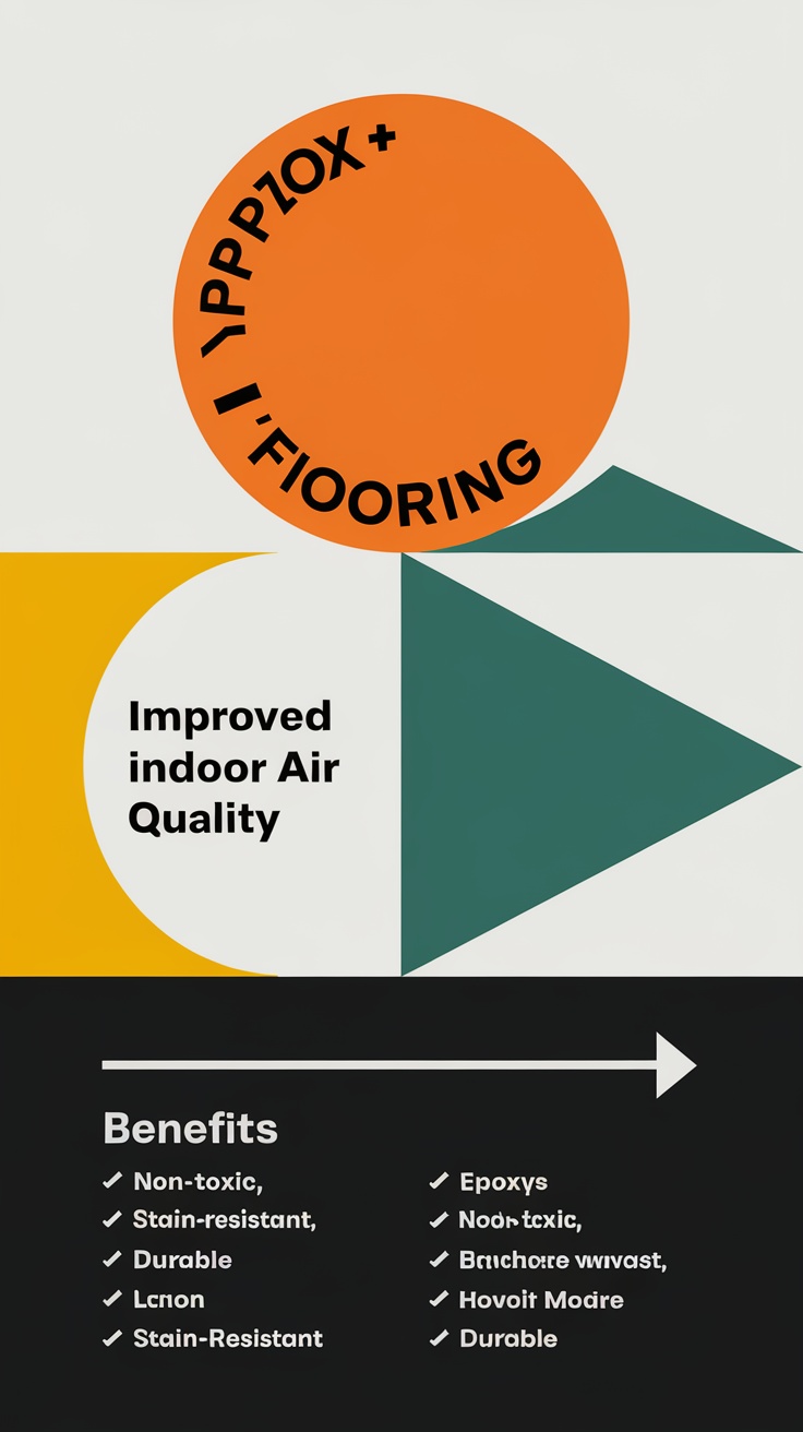 Graphic highlighting the benefits of epoxy flooring, focusing on improved indoor air quality.