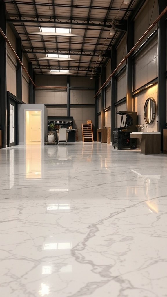 High-gloss epoxy flooring in an industrial space with a modern design.