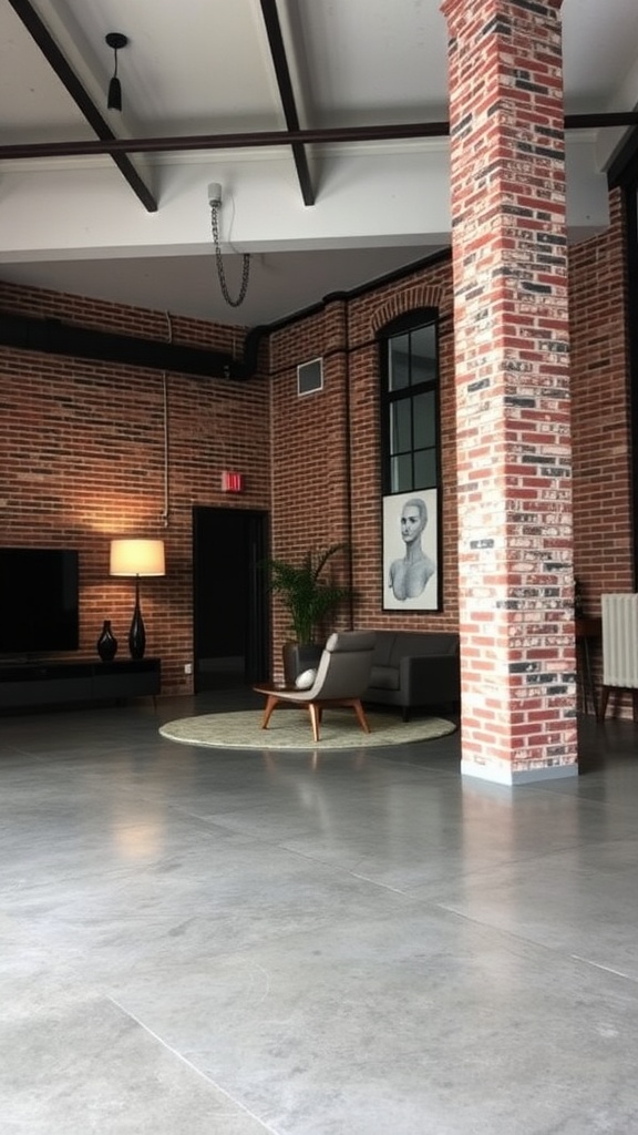 An industrial space featuring modern epoxy flooring with a sleek design.