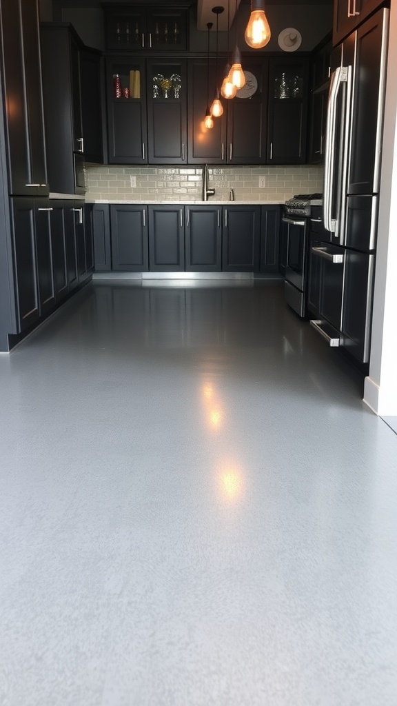 Tools and freshly laid concrete flooring