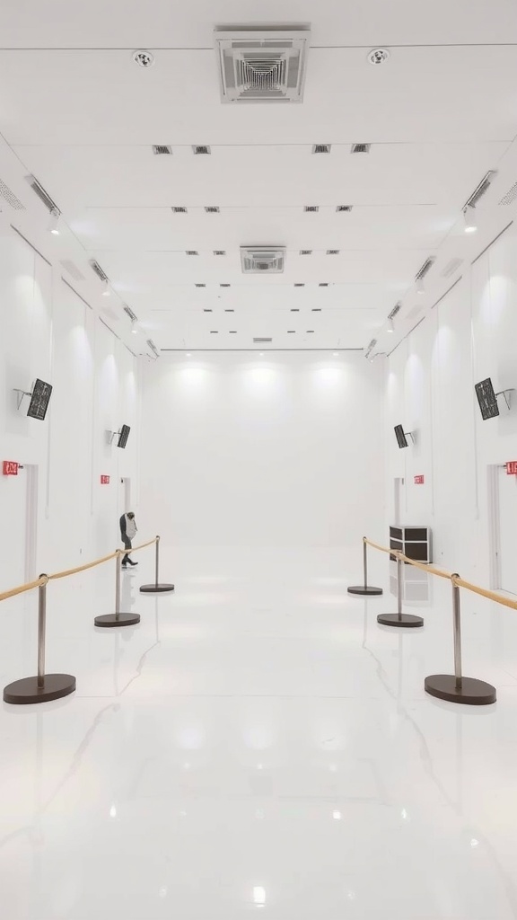 A luxurious room featuring Iridescent Pearl Epoxy flooring, with soft colors and reflective surfaces.