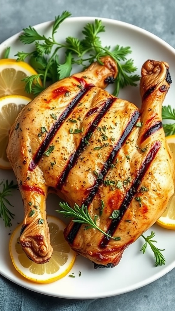 Grilled chicken with lemon and herbs