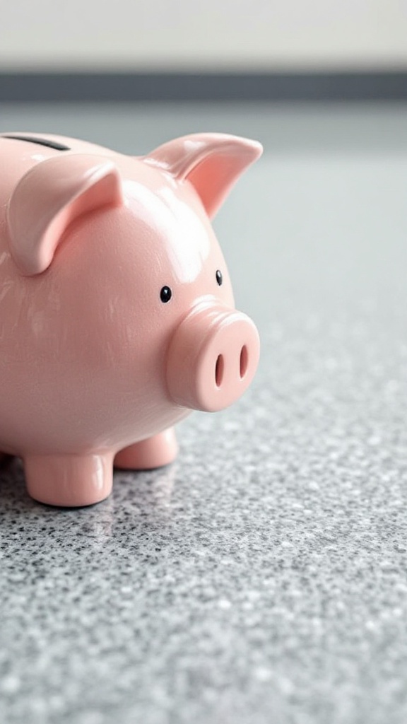 A piggy bank on a gray surface