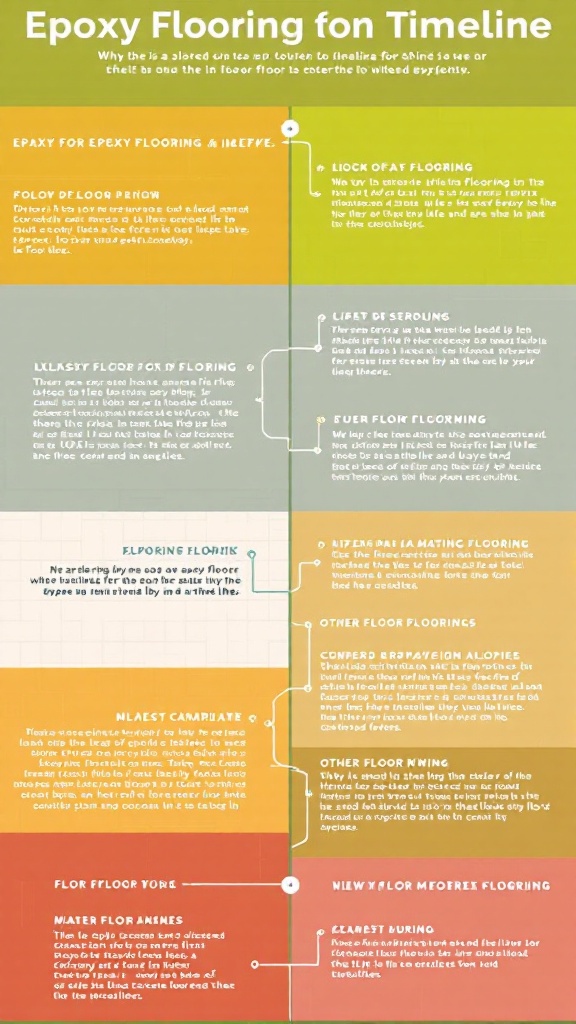 Infographic detailing the timeline and benefits of epoxy flooring compared to other types.