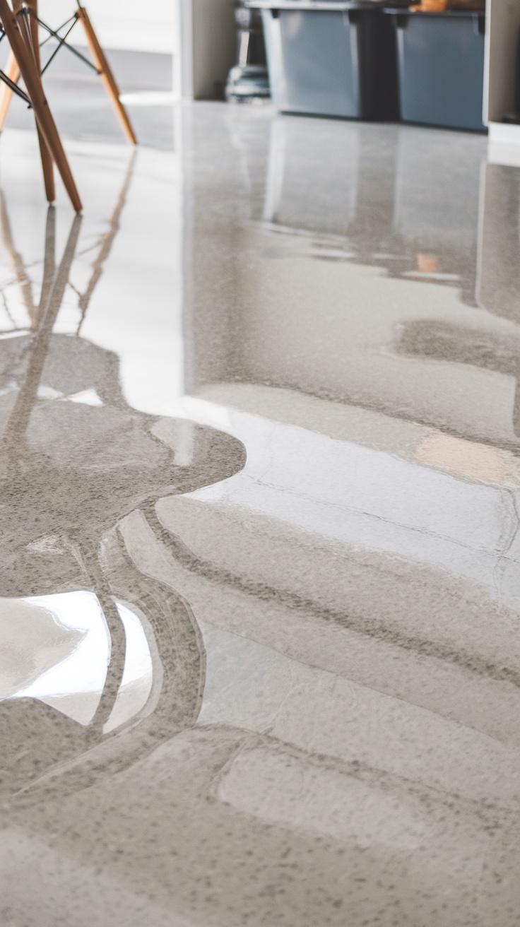 Shiny and smooth epoxy floor in a modern home setting
