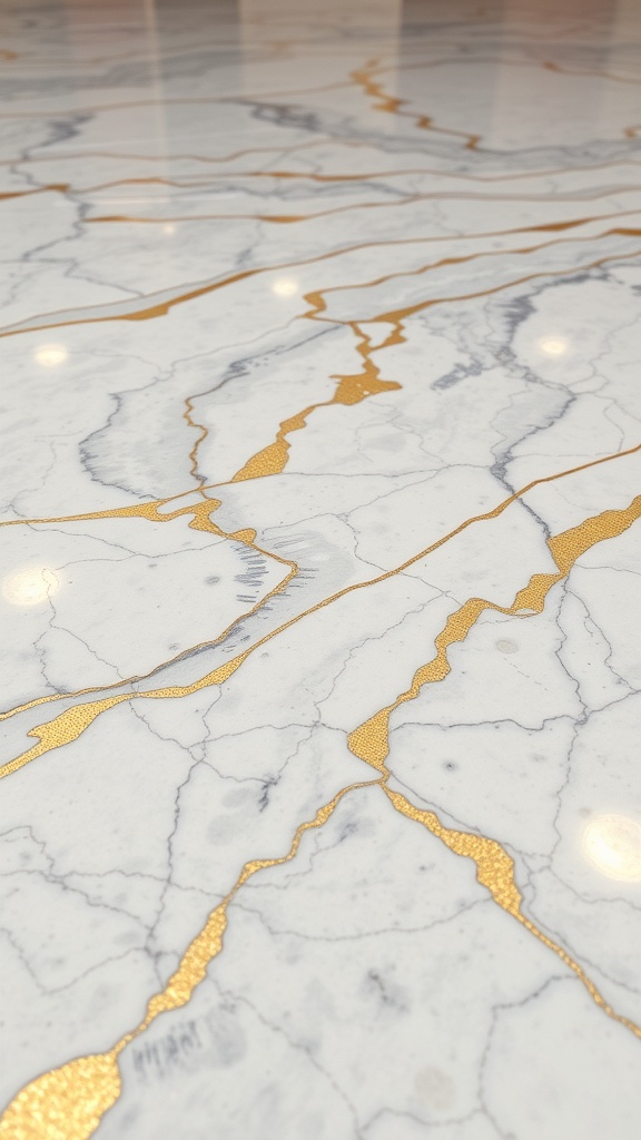 Image showing two cleaning products on a shiny marble metallic epoxy floor.