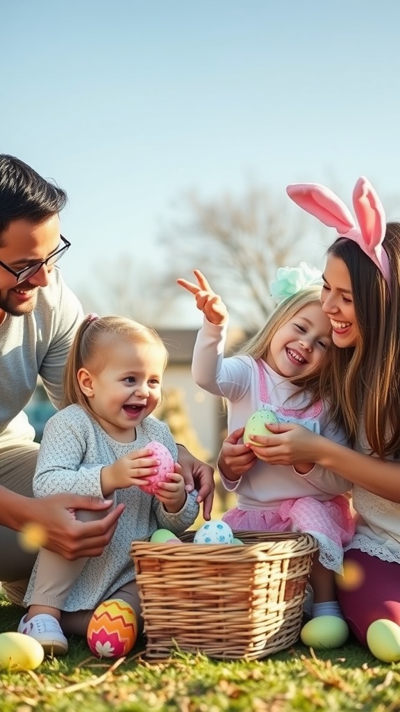 A colorful Easter egg cake decorated with various candies