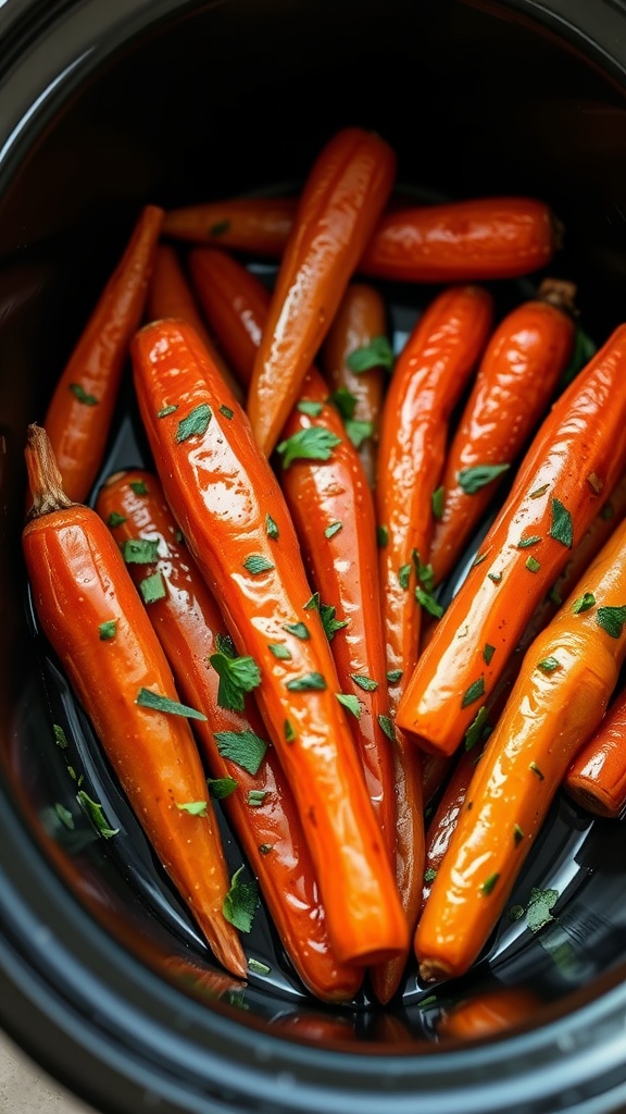 Maple Dijon glazed carrots in a crockpot