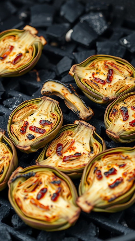 Grilled marinated artichoke hearts