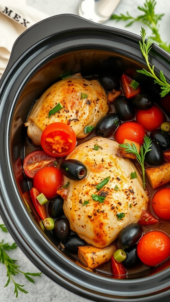 Crockpot Mediterranean Chicken with Olives