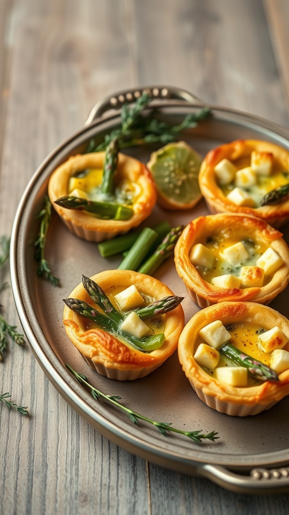 Mini quiches filled with asparagus and cheese