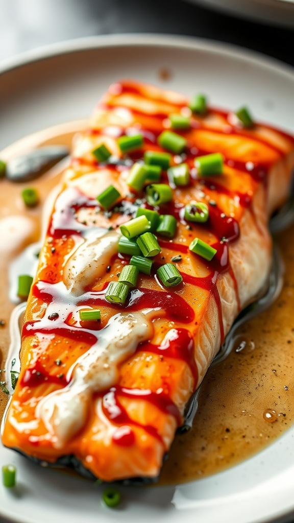 Miso glazed salmon with dill sauce