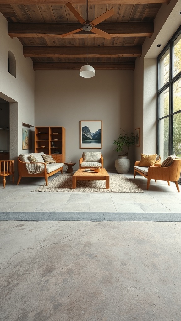 Colorful epoxy paint being mixed on a concrete floor with a hand reaching toward it.