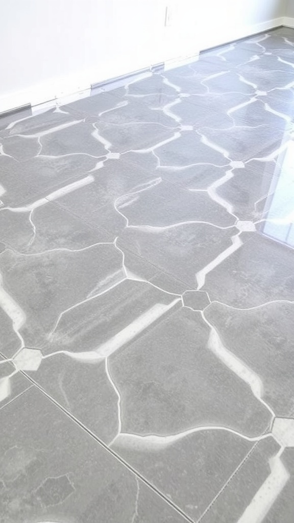 A modern interior showcasing high-gloss epoxy flooring with a luxurious design.