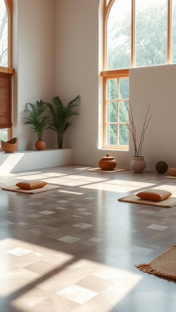 A modern epoxy floor design featuring a cosmic theme with vibrant leaves and marble-like patterns.