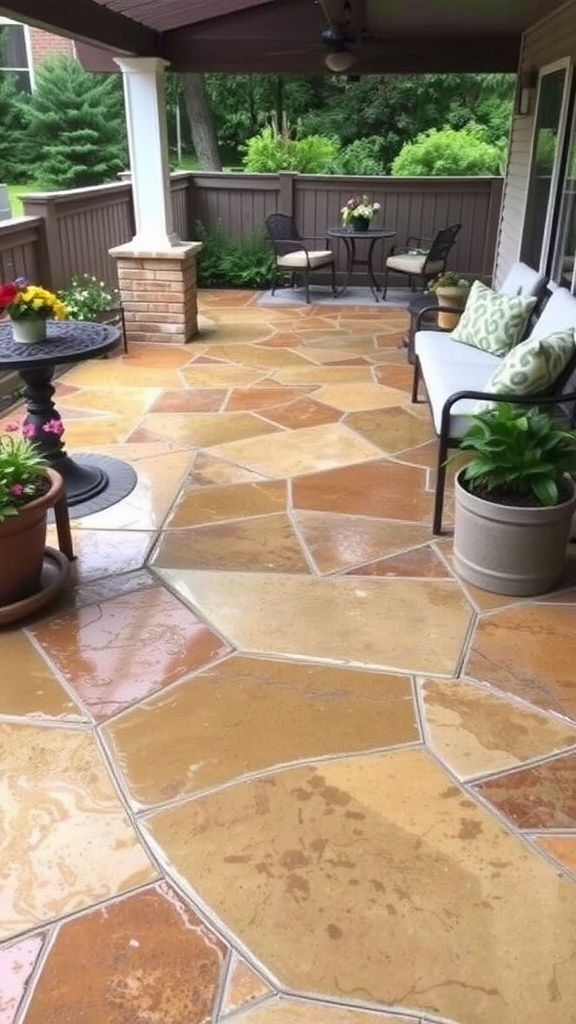 Nature-inspired stone effect epoxy flooring in a modern indoor space