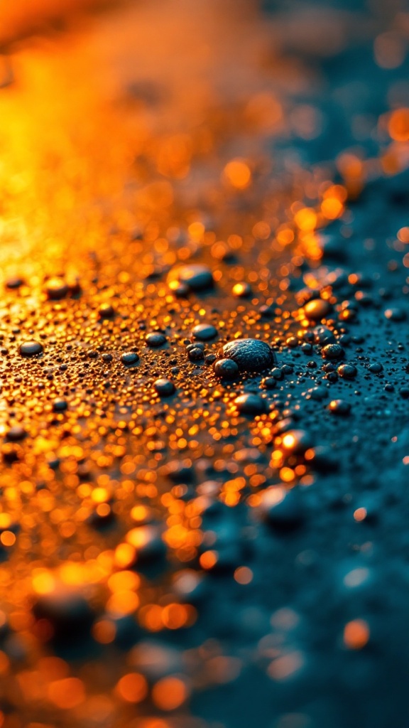 Close-up of a non-porous surface with water droplets glistening, showcasing cleanliness and hygiene.