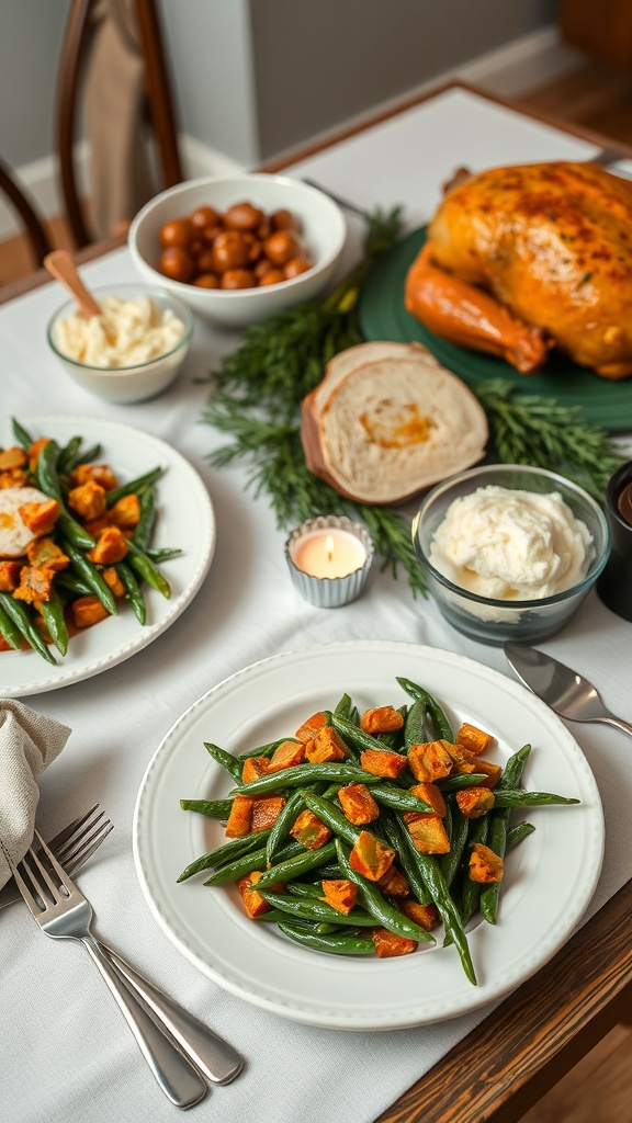 A delicious green bean casserole served on a table
