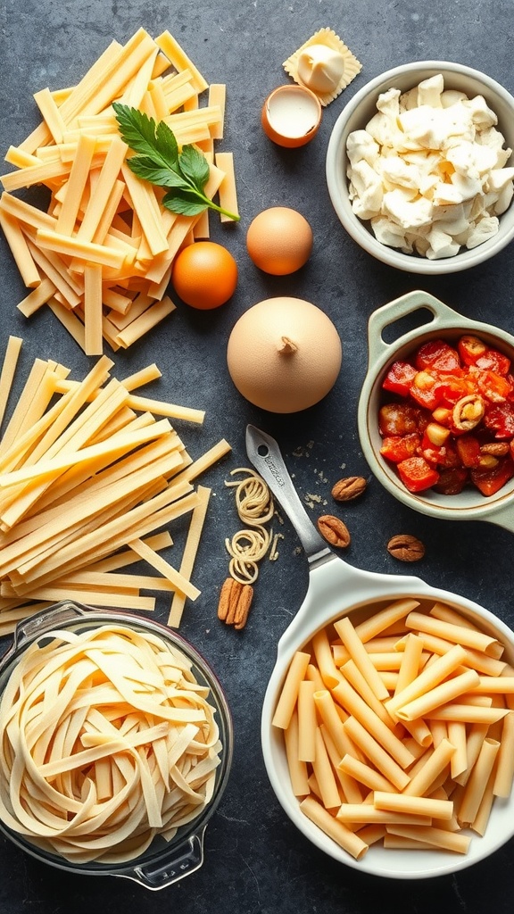 Marry Me Chicken Pasta ingredients and preparation items