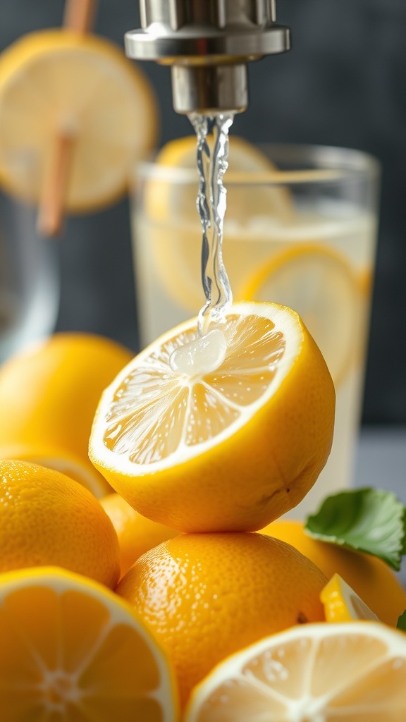 A refreshing glass of homemade raspberry peach lemonade with lemon slices and mint garnish.