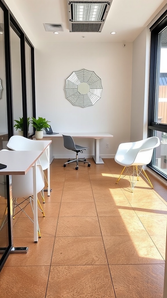 A room showcasing a newly prepared floor with midnight blue and gray metallic epoxy.