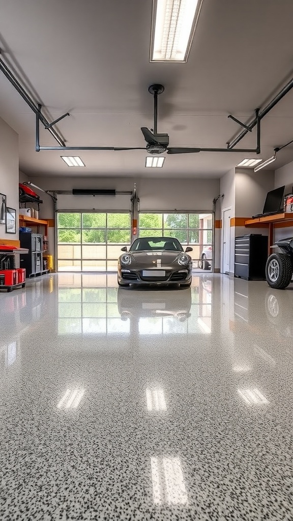 Infographic showing steps for preparing a garage floor for epoxy coating