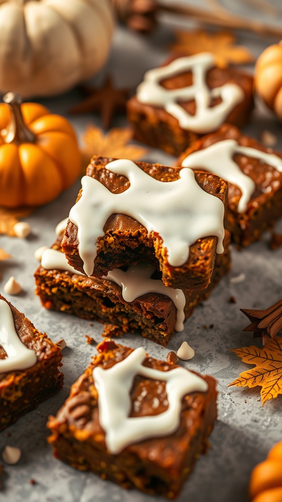 Pumpkin spice brownies with cream cheese frosting